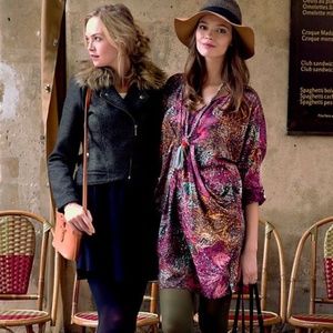 Anthropologie Esme & Esyllte Chromatique Dress in Red Motif size M